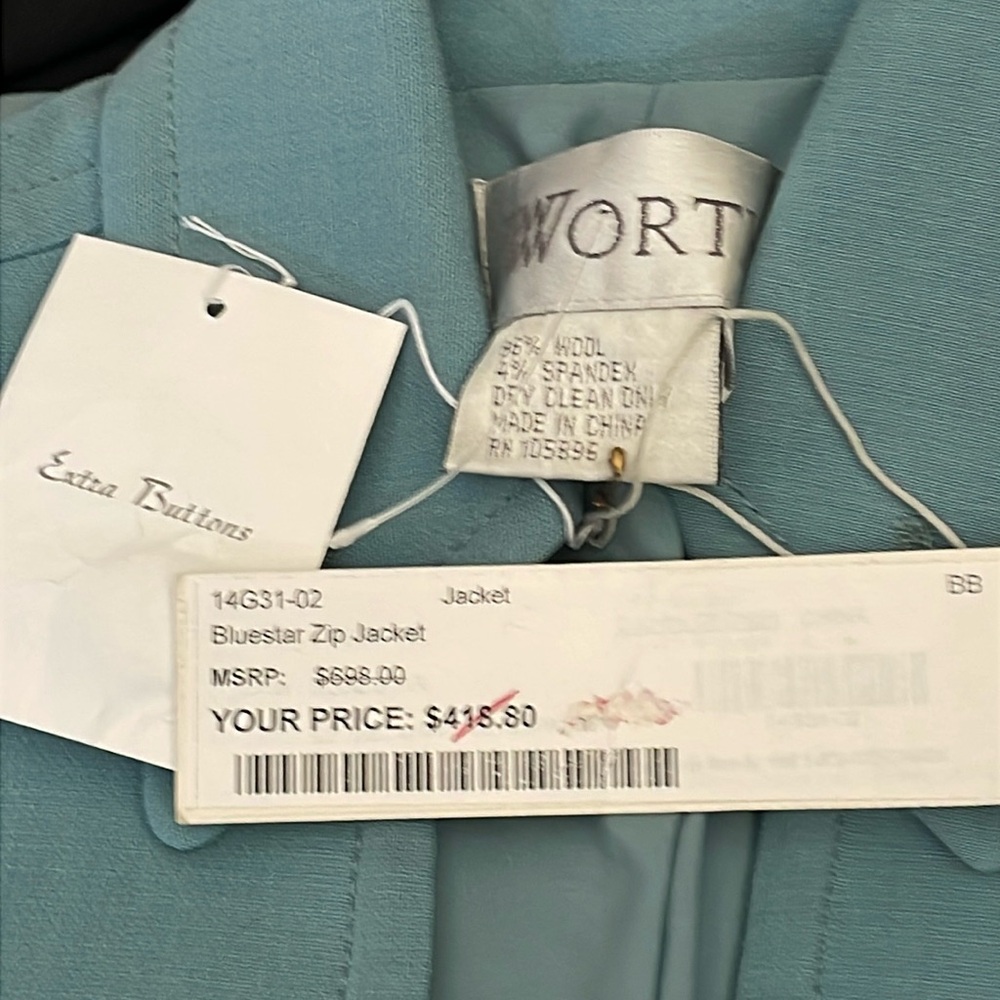 WORTH Bluestar Zip Jacket Size 2 NWT - Picture 4 of 12
